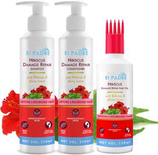 EI PADRE Hibiscus Hair Fall Control Kit, Hair Growth, (shampoo + conditioner + oil)