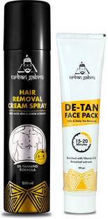 urbangabru Hair Removal Cream Spray (200 ML) + De-Tan Face Pack (100 Gram) - Body & Face Care Combo Kit