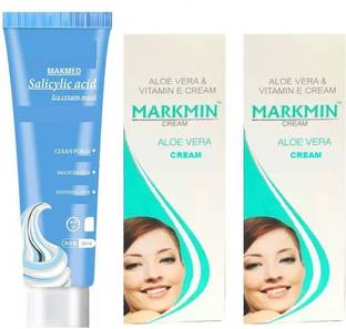 MAKMED ICE CREAM MASK 60GM + NEWLY LAUNCHED ALOE VERA AND VITAMIN E CREAM MARKMIN PACK OF TWO