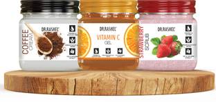 DR.RASHEL Coffee Cream, Vitamin C Gel & Strawberry Scrub For Face & Body (Pack of 3)