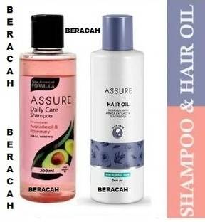 Beracah ASSURE (DCS) Daily Care Shampoo enriched with avocado oil combo hair oil