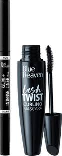 BLUE HEAVEN Intense Kajal Liner Duo 0.55Ml 03G Black + Lash Twist Curling Mascara 12Ml Black (Set of 2)