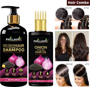 Phillauri Red Onion Shampoo + Red Onion Hair Growth Oil For Hair Fall Control Combo