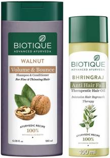 BIOTIQUE WALNUT SHAMPOO 180 ML BHRINGRAJ HAIROIL 100 ML