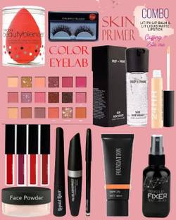 VIVIQ 10Pc Makeup Combo Primer Fixer 3in1 Eye Makeup Kit powder foundation concealer Eyeshadow Palette lipstick