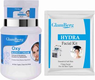 Glamberg Oxy Bleach Cream With Activator + Hydra Facial Kit 5 in 1