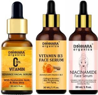 Donnara Organics Vitamin C 20% Serum & Vitamin B3 & Niacinamide Face Serum (Each, 30ml)