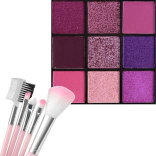 LOVE HUDA Professional Waterproof 9 color shimmers & Mattes Eye shadow Palette/Matte finish With Makeup Brush set