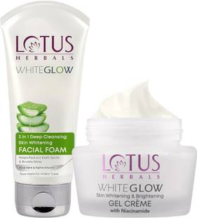 LOTUS HERBALS Whiteglow Gel Cream SPF 25 Pa +++, 60g With 3 In 1 Deep Cleaning Facial Foam, 100 gm