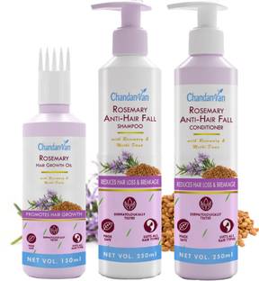 CHANDANVAN Rosemary Hair Fall Control Shampoo (250m) + Hair Oil (150ml) + Conditioner (250ml) for Anti-Hair Fall