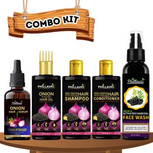 Phillauri Red Onion Blackseed Hair Combo Kit with Neem Facewash Combo Kit