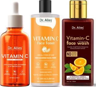 Dr. Alies Professional Vitamin C Face Serum, Vitamin C facewash, Vitamin c Toner For Skin Care