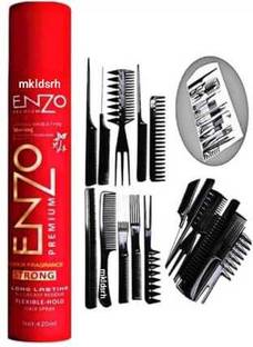 mkldsrh 10 pcs pro salon hair cut styling hairdressing barber combs brush set with enzo hair setting holding hair spray for hair styling