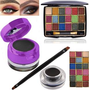 Facejewel Combo Of Eye Makeup Eyeshadow Palette, Gel Eyeliner & Eyebrow Powder