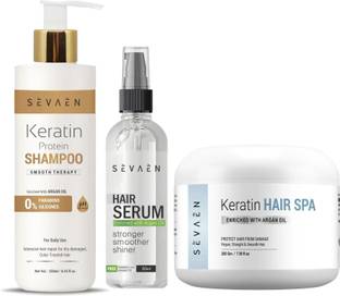SEVAEN Keratin Complete Care Trio: Shampoo, Spa, and Serum for Total Transformation