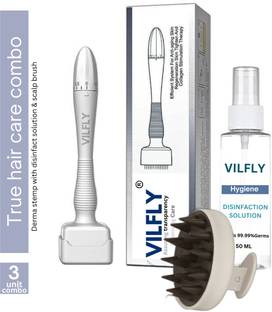 VILFLY Derma Stemp with Disinfectant solution & scalp brush | True hair care combo |