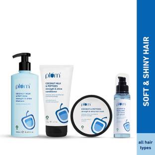 Plum Coconut & Peptides Strength & Shine Combo | Shampoo, Conditioner, Hair Mask | | Enhances Shine, Strengthens Strands