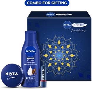 NIVEA Combo, Gift Hamper for Women, With Body, Lip & Face Moisturizer Cream, Candle