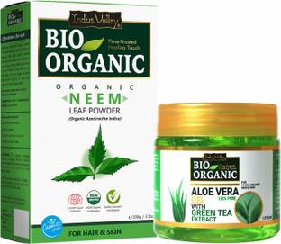Indus Valley Natural Aloe Vera Gel and Neem Powder for Depigmentation- Set of 2