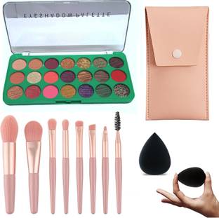 Facejewel 21Color Eyeshadow Palette & 8pcs Eyeshadow Blusher Foundation brush With Sponge