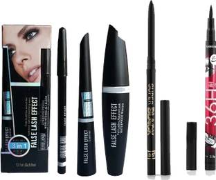 Sarbeau Mascara & Eyeliner & Eyebrow Pencil & 36 hours stay eyeliner & KAJAL ( 5 items )