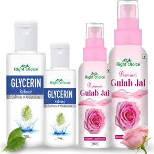 RIGHT CHOICE Organic Rose Water and Glycerin-Toner,Cleanser,Nourishing,Skin Care Combo Pack