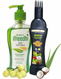 Dhathri Hair Fall Combo with Hair Fall Control Oil & Mild Shampoo for Daily Use