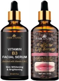 PARK DANIEL Vitamin B Facial Serum & Caffeine Lip Serum (for Soft & Hydrated Lips) - Combo Pack (Each, 30ml)