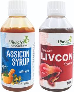UJWALA AYURVEDASHRAM Livcon and Assicon syrup Combo pack for Weight Gain