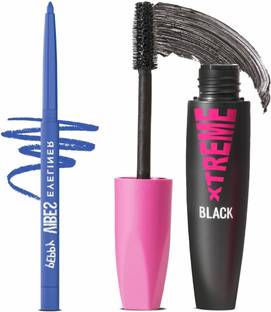Glam21 Peppy Vibes Matte Smooth Eyeliner -Blue Fizz,0.4gm & Xtreme Mascara|Waterproof Volumizing-Black, 10ml | Combo