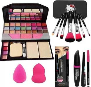 Hezruck All in one 6155 Makeup kit & Makeup Brushes with 2 Pc Makeup puff + 3 in1 Combo Set