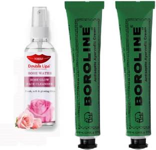 BOROLINE Antiseptic Ayurvedic Cream Pack of 2 + Rose Water 120 ml