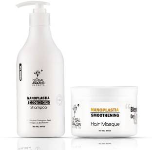 Global Amazon Secrets Nanoplatia Smoothening Shampoo and Masque COMBO