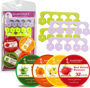 MAJESTIQUE Nail Polish Remover & Toe Separator Set - Pack of 8