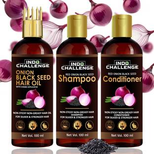 INDO CHALLENGE Naturals Onion hair oil shampoo conditioner with hair serum For hair Growth