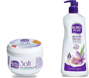 BOROPLUS Ayurvedic Doodh Kesar Body Lotion 400ML+CREAM 300ML