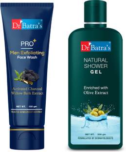 Dr Batra's PRO+Men Exfoliating Face Wash 100 gm & Natural Shower Gel 200 ml Combo Pack