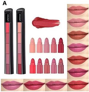 huemic 5 in 1 Lipstick Red & Nude Combo Set of 2 a