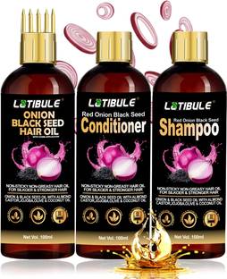 Latibule Onion Hair Care Kit With Onion Black Seed Hair Oil + Conditioner + Shampoo And Damage Control Properties Combo Kit
