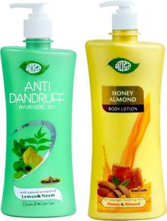 MEGHDOOT Combo of Honey Almod Body Lotion and Anti-dandruff Shampoo(500ML Each) Pack of 2