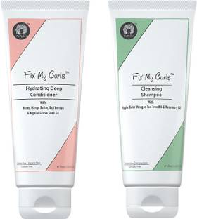 Fix My Curls Cleansing Shampoo with Hydrating Deep Conditioner for Curly and Wavy Hair 50 G Each