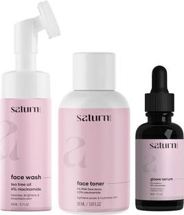 saturn by ghc Foaming Face Wash (120ml) Face Toner (150ml) for Oily Skin & Vitamin C Serum (30ml) , Pore Cleanser, Vitamin C and Niacinamide