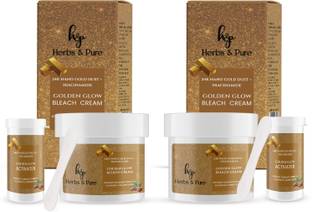 Herbs and Pure Skincare Combo of 2- 24K Gold & Niacinamide Bleach Cream for Golden Glow Radiance 86 g