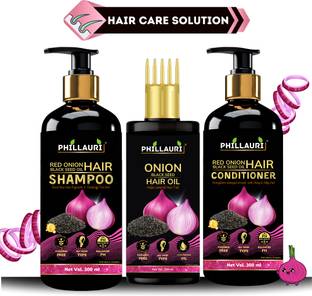 Phillauri Red Onion Black Seed Oil Ultimate Hair Care Kit (Shampoo + Hair Conditioner + Hair Oil)