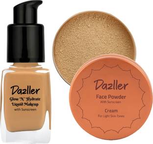 Dazller Face Combi Pack (Cream) : Moisturizing Liquid Makeup, 27mL + Face Powder, 30g
