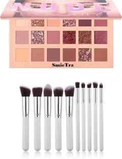 SMIETRZ edition eye-shadow palette with 10pc soft makeup brushes White