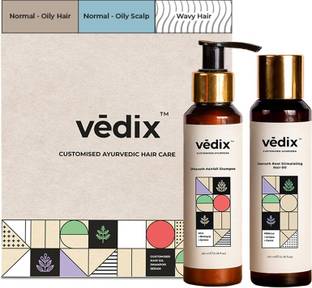Vedix Customised Hair Fall Control Combo Pack | Ayurvedic Hair Oil & Ayurvedic Shampoo for Hair Fall | for normal and Oily scalp |Curly or Wavy Hair | Anti Hair Fall Kit, 200 ml