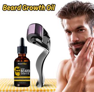 smartdrops Beard Growth Oil & Beard Activator (Derma Roller) 0.5 mm, 540 titanium needles for Men