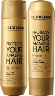 Luxliss Professional Keratin Daily Care Conditioner & Shampoo - Gold edition(Pack of 2) - 250ml, 200 ml