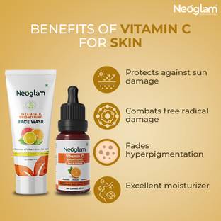 NEOGLAM Vitamin C Face Wash (75 ml) and Vitamin C Face Serum (30 ml) Combo Pack